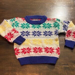 Vintage Colorful Snowflake kids Sweater Traditionalist size 2